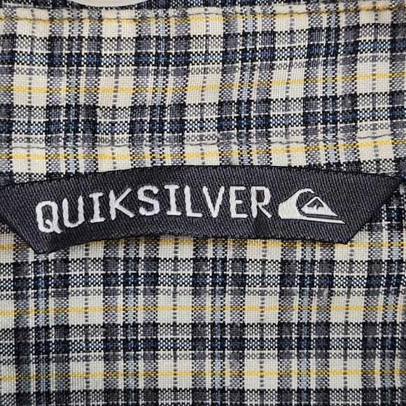 Quiksilver Long Sleeve Button Up Shirt Men Green Plaid Size XL Polyester Cotton - Picture 14 of 16